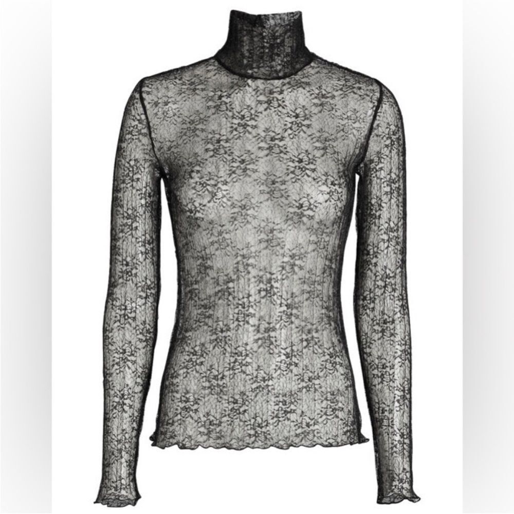 Jonathan  Simkhai Hali Black Lace Turtleneck Top, XS - Picture 4 of 11